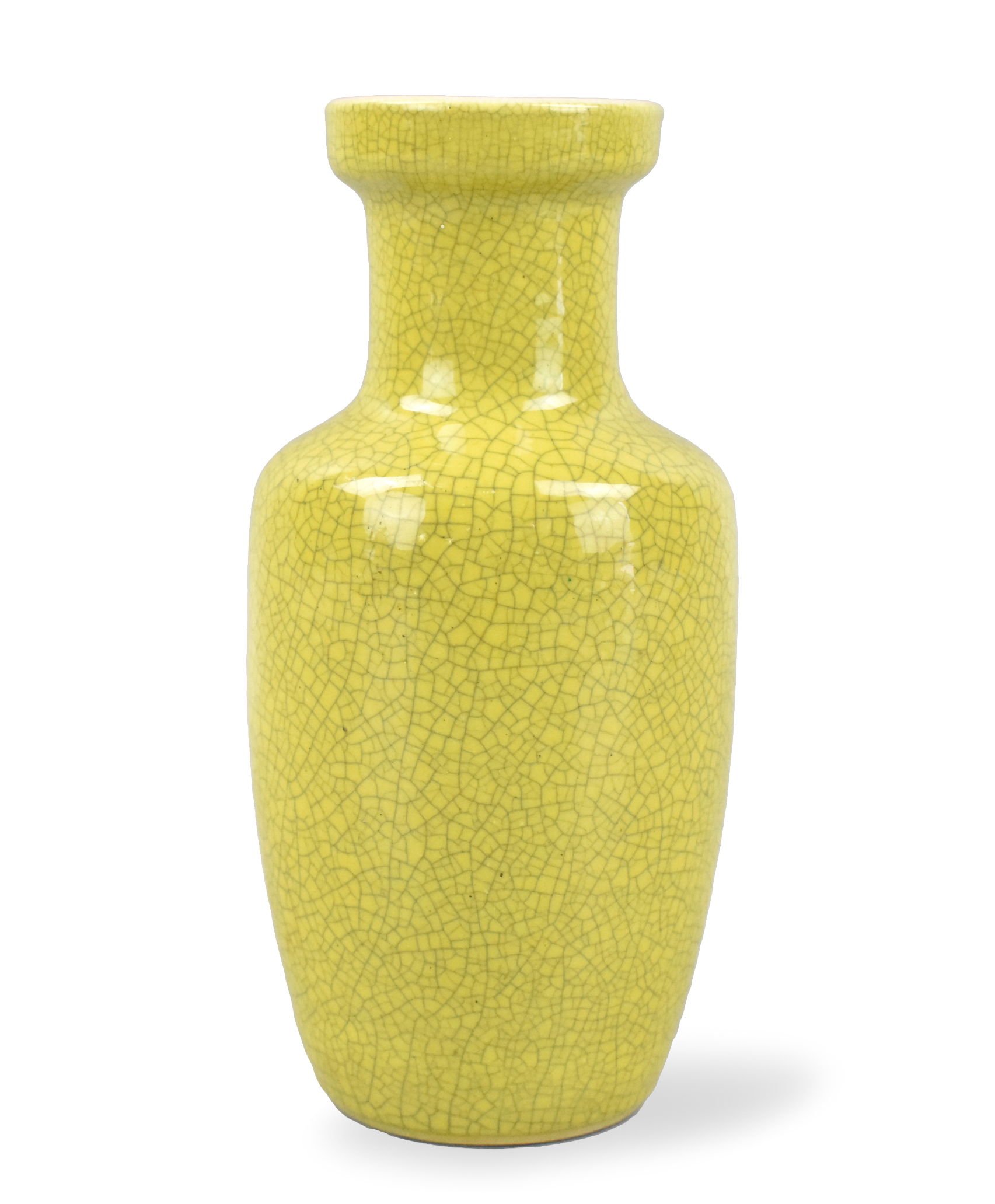 Appraisal: A small Chinese yellow glazed rouleau vase dating from the