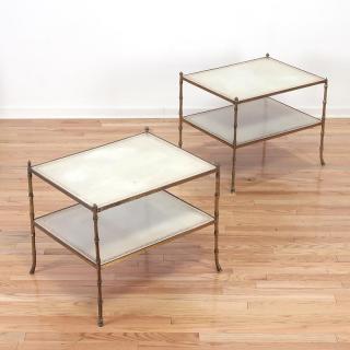 Appraisal: Pair Maison Bagues style gilt bronze side tables Pair Maison