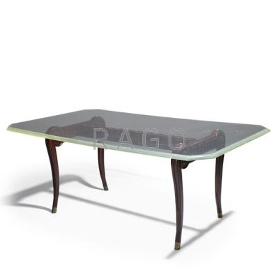 Appraisal: PAUL LASZLO Grecian dining table USA ca Mahogany acrylic brass