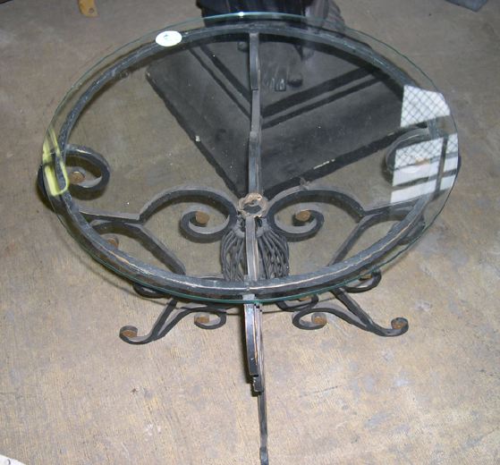 Appraisal: Pair of Wrought-Iron and Glass End Tables each with an