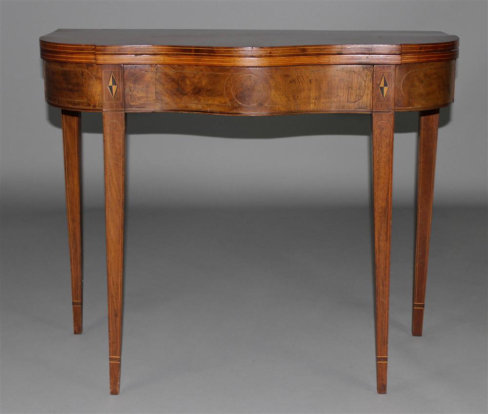 Appraisal: AMERICAN FEDERAL INLAID MAHOGANY CARD TABLE having a hinged top