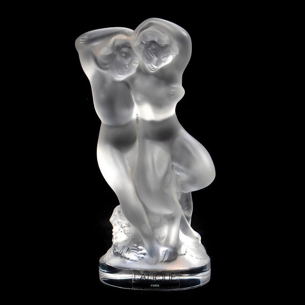 Appraisal: Lalique Glass Figure of Bacchantes The frosted glass figure of