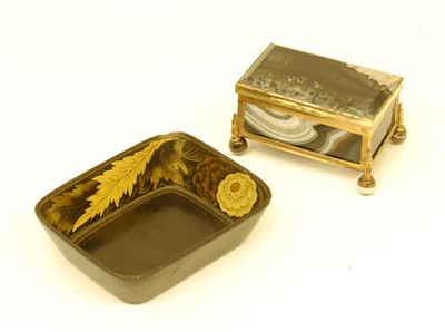 Appraisal: A th century onyx gilt copper mounted box the hinged