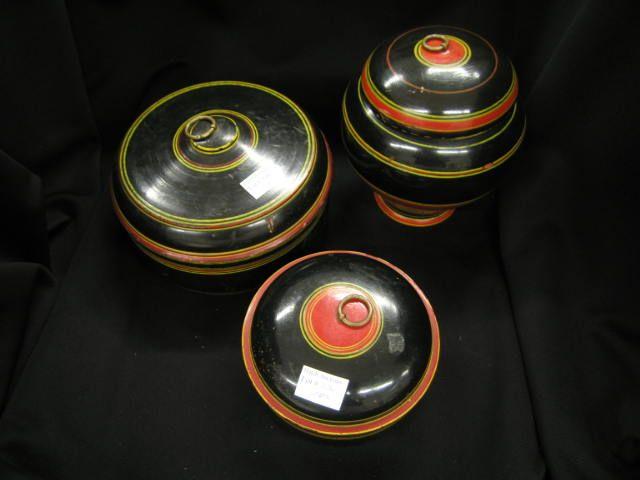 Appraisal: Victorian Wooden Painted Boxes canister type