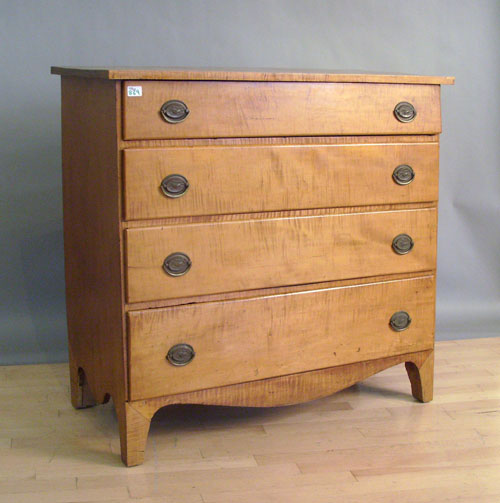 Appraisal: Hepplewhite tiger maple chest of drawers early th c h