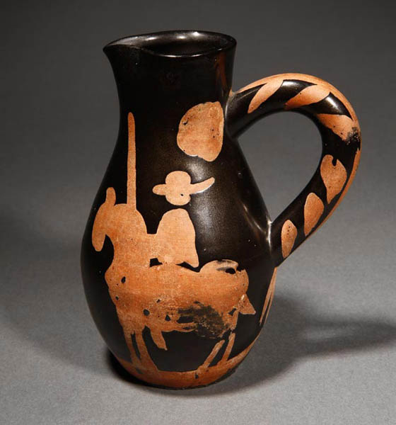 Appraisal: A Pablo Picasso ceramic 'Picador' pitcher jug A Pablo Picasso