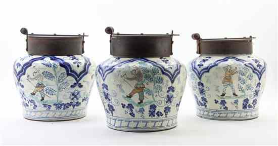 Appraisal: A Set of Six Mexican Ceramic Storage Jars Tolavoro Lopez