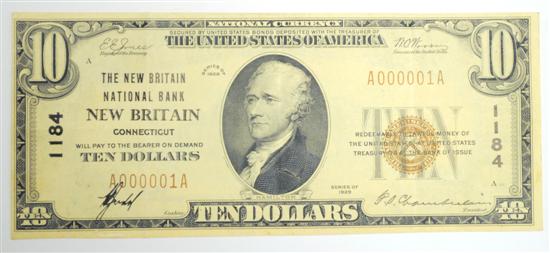 Appraisal: CURRENCY National Currency Note from The New Britain National Bank