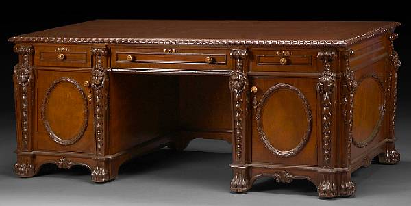 Appraisal: A George II style mahogany desk early th century The