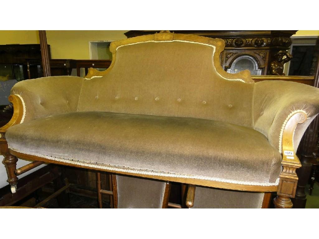 Appraisal: An Edwardian drawing room sofa with upholstered seat and back