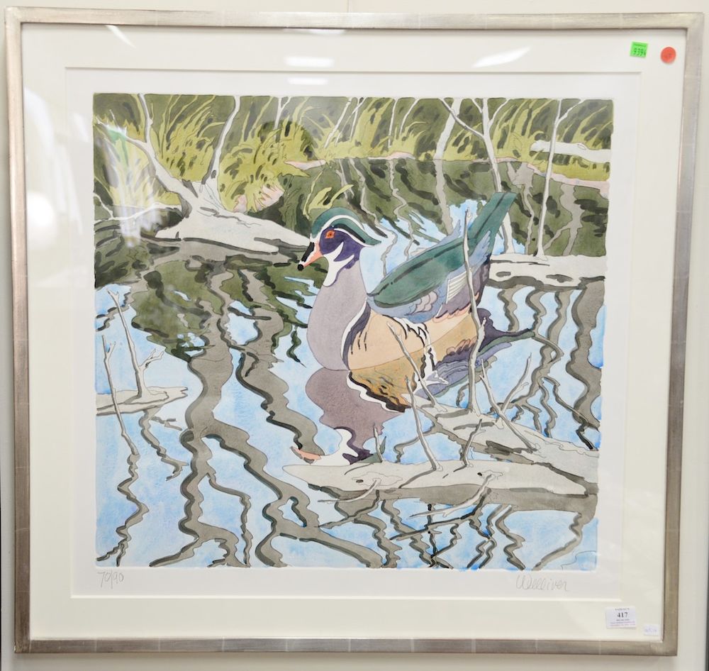 Appraisal: Neil Welliver American - Wood Duck hand colored etching on