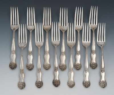 Appraisal: A Group of Twelve Sterling Silver Forks The delicate L