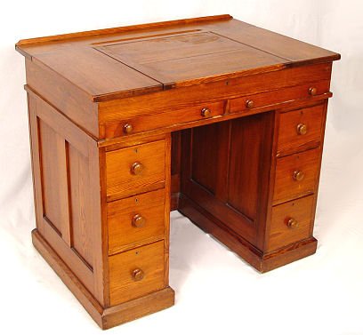 Appraisal: COUNTRY PINE LIFT TOP DOUBLE PEDESTAL DESK Pedestal with drawers