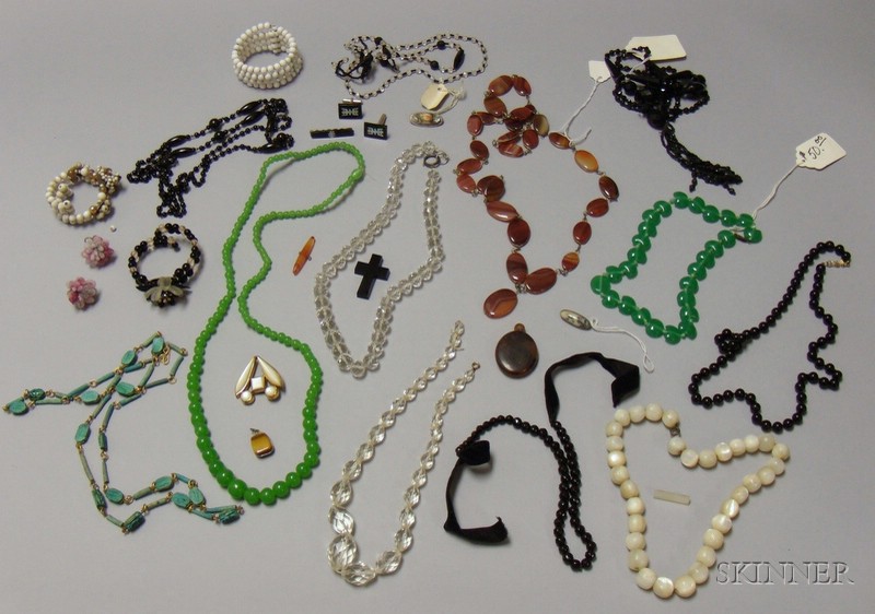 Appraisal: Small Group of Assorted Shell Glass and Hardstone Costume Jewelry