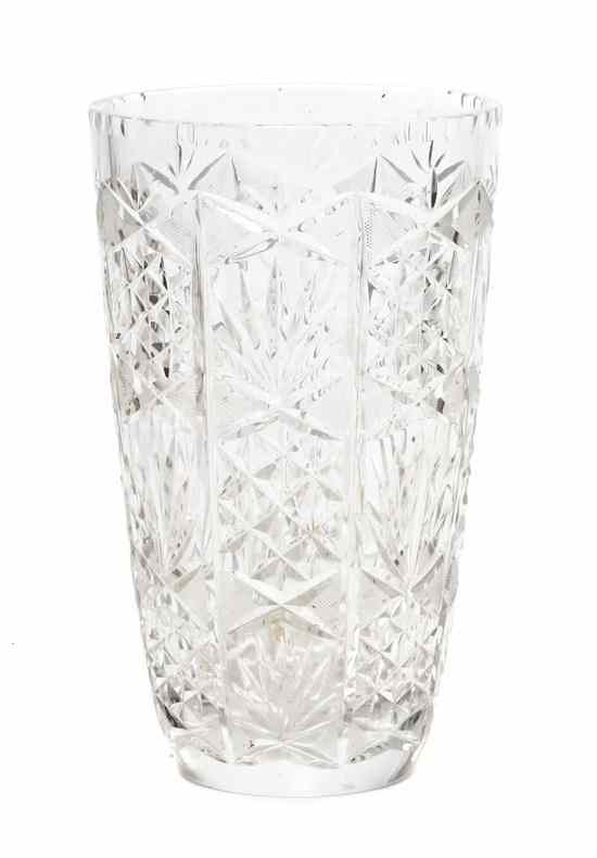 Appraisal: An American Cut Glass Vase of circular tapering form having