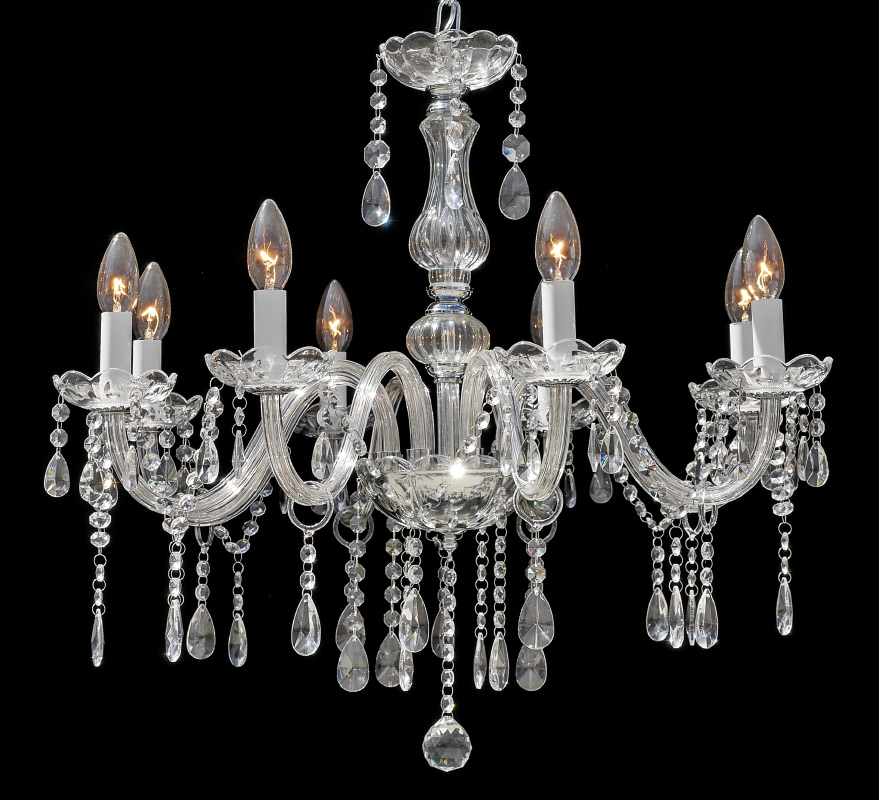 Appraisal: LIGHT CRYSTAL CHANDELIER Contemporary light chandelier with chrome frame clear