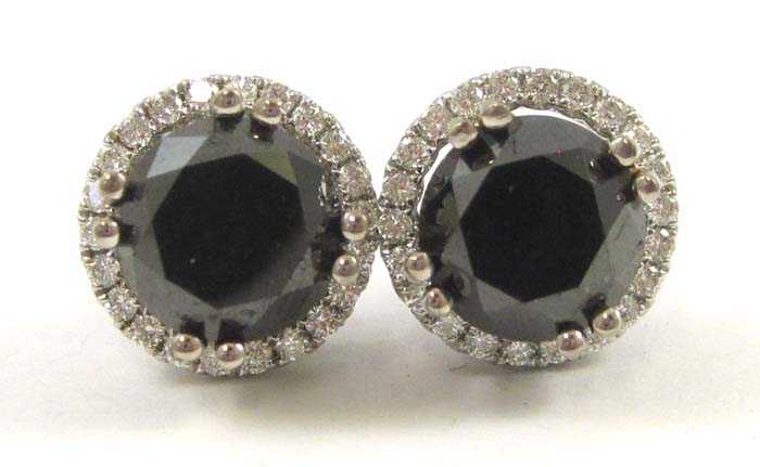 Appraisal: FANCY BLACK DIAMOND EAR STUDS WITH EARRING ENHANCERS each k