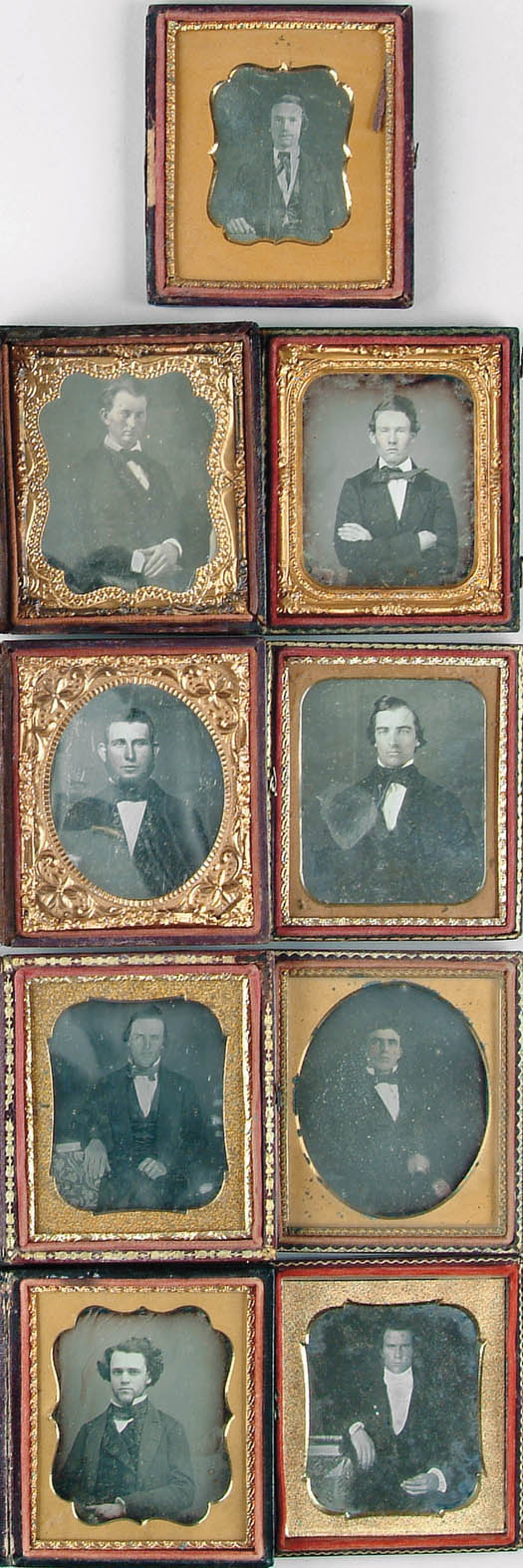 Appraisal: NINE PLATE CASED IMAGES OF MEN One of which is