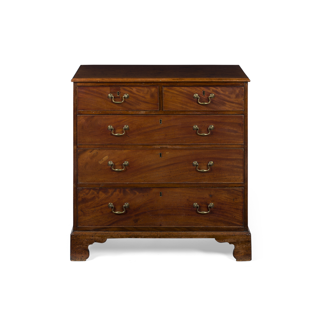 Appraisal: GEORGE III MAHOGANY CHEST OF DRAWERS TH CENTURY the rectangular