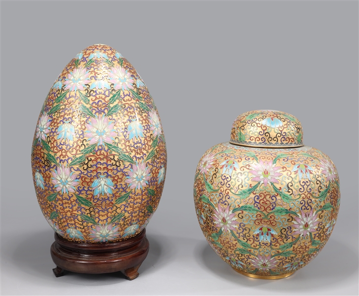 Appraisal: Two Chinese openwork cloisonne enamels with allover scroll and floral