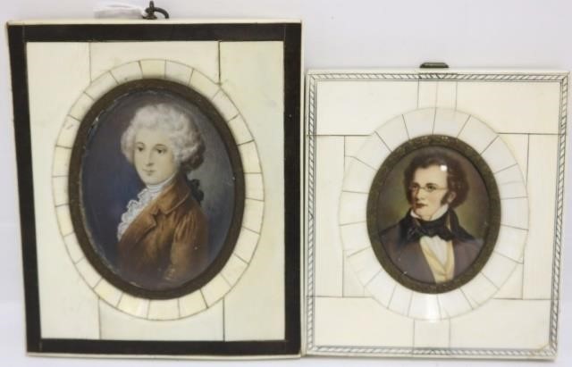 Appraisal: MINIATURE PAINTINGS ON IVORY LATE TH CDEPICTS SCHUBERT SIGNED SIGHT