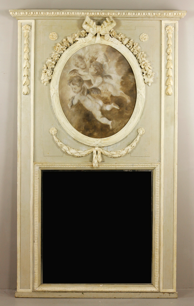 Appraisal: - French Style Trumeau Mirror French style trumeau mirror with