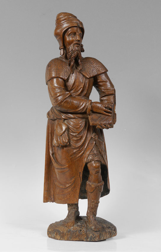 Appraisal: EARLY CARVING OF A SCHOLAR Wood carving of a standing