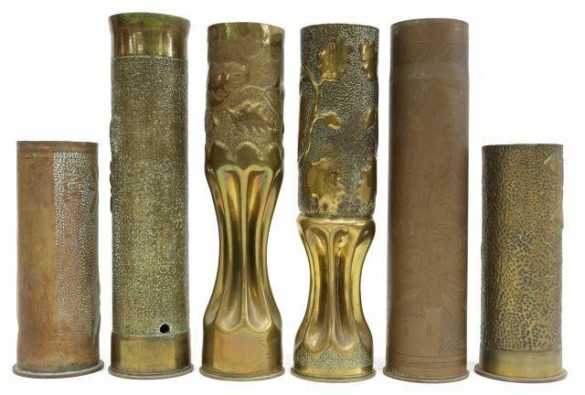 Appraisal: lot of French WWI-era trench art vases fashioned from artillery