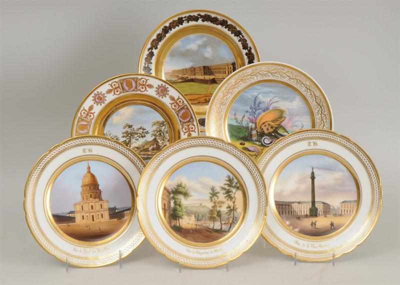 Appraisal: SET OF THREE PARIS PORCELAIN TOPOGRAPHICAL PLATES TWO OTHER VIEWS