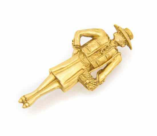 Appraisal: A Chanel Goldtone Lady Pin in a figural design of