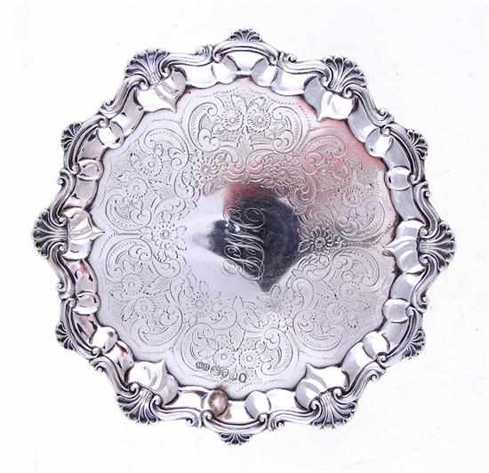 Appraisal: William IV sterling salver William Brown London dated piecrust border