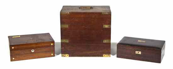 Appraisal: A Collection of Three Wood Boxes comprising a brass banded