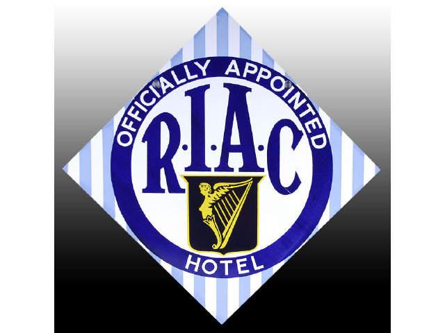 Appraisal: R I A C Official Hotel Porcelain -Sided Sign Description