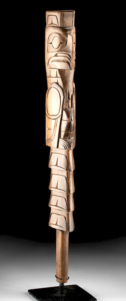 Appraisal: th C Coast Salish Cedar Talking Stick - Jim Yelton