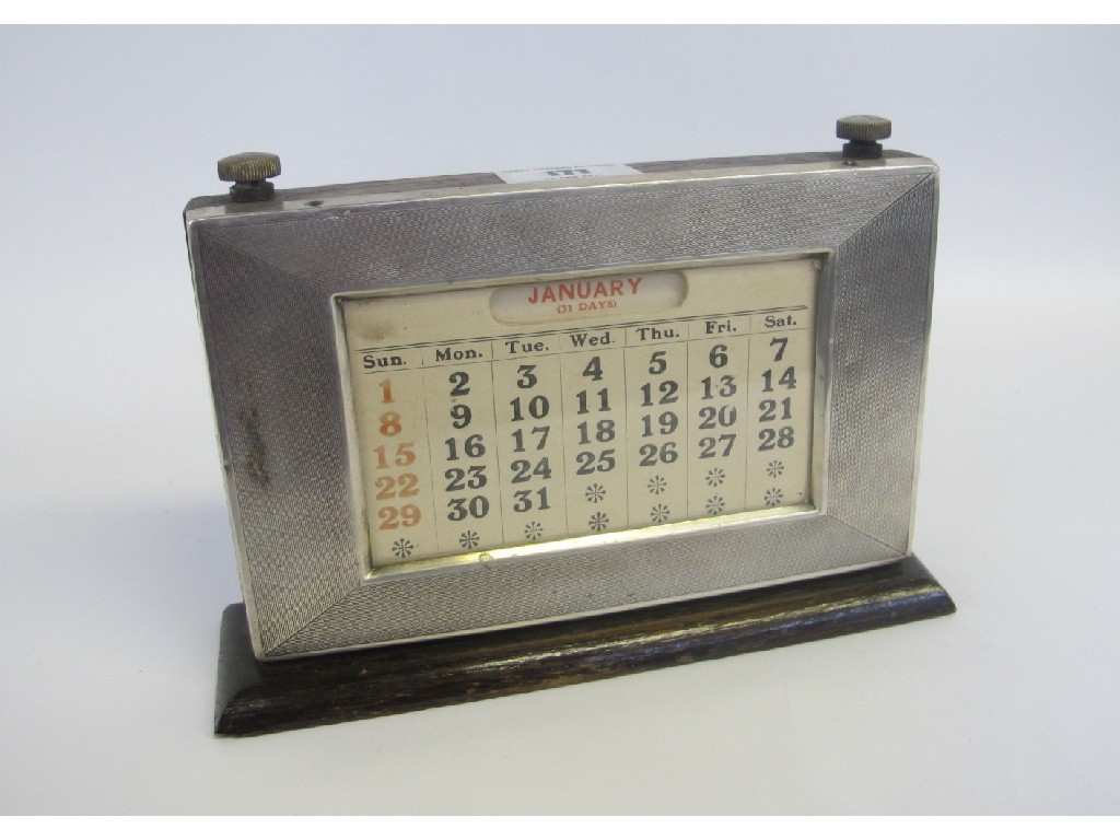 Appraisal: Silver mounted desk calendar Birmingham