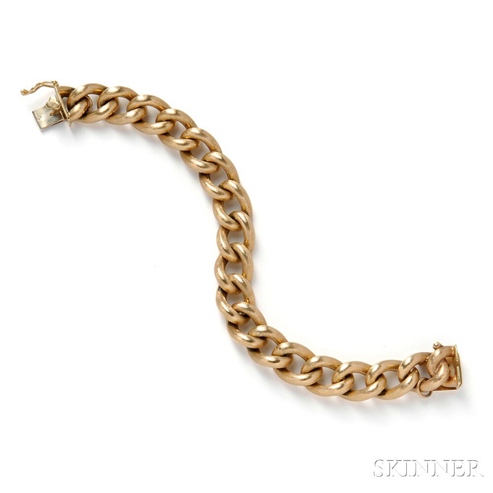 Appraisal: kt Gold Bracelet of wide textured links dwt lg in