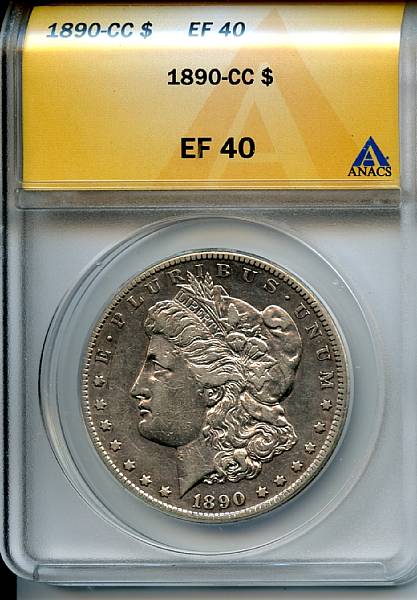 Appraisal: -CC XF ANACS Smooth fields with typical wear for the