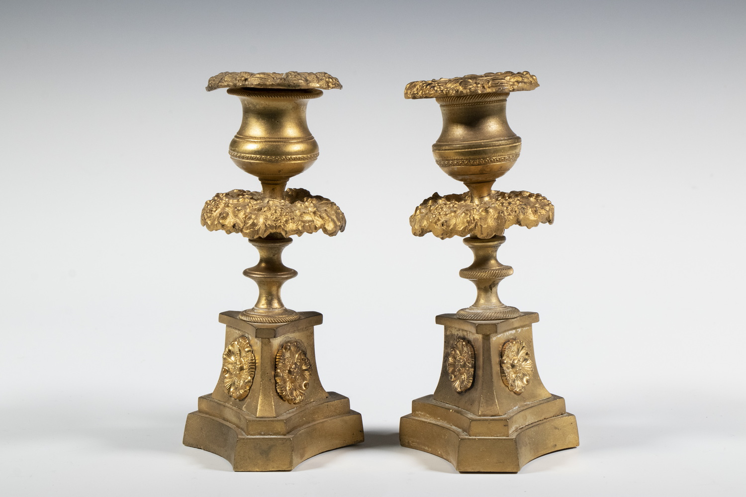 Appraisal: PR FRENCH BRONZE CANDLESTICKS Small Pair of First Period Empire