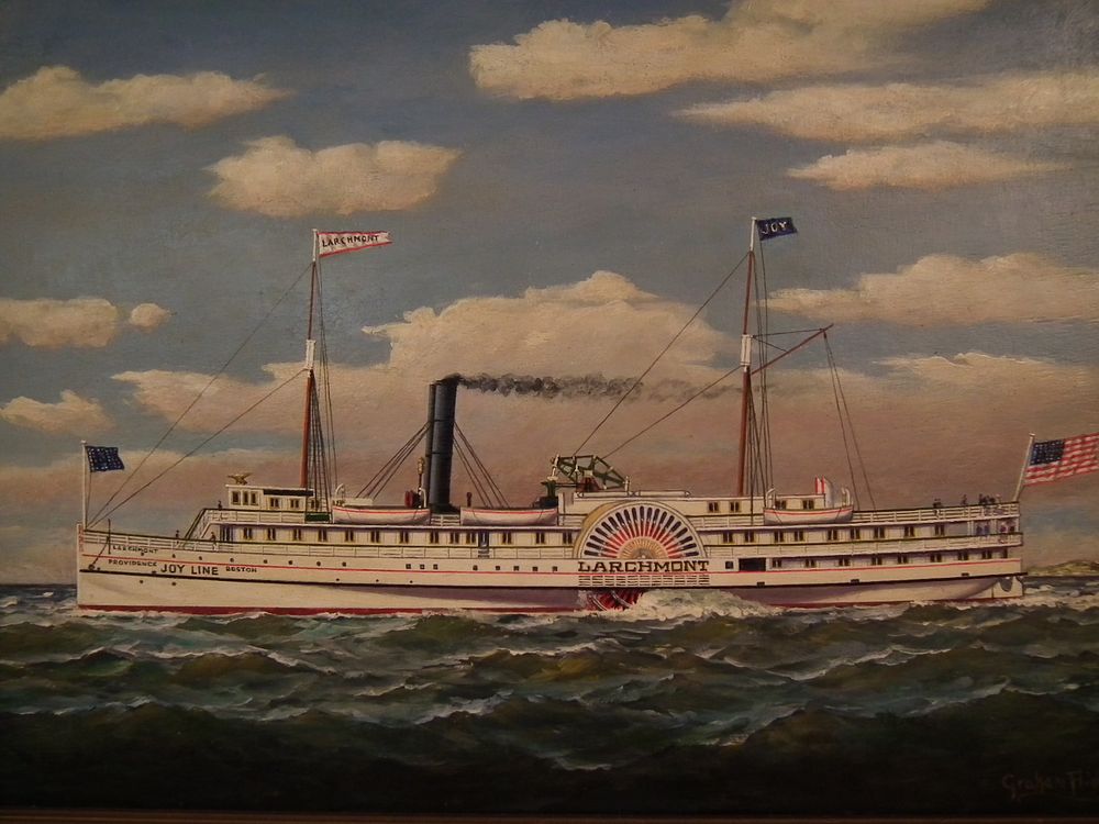 Appraisal: GRAHAM FLIGHT PAINTING SHIP LARCHMONT Oil on board depicting the