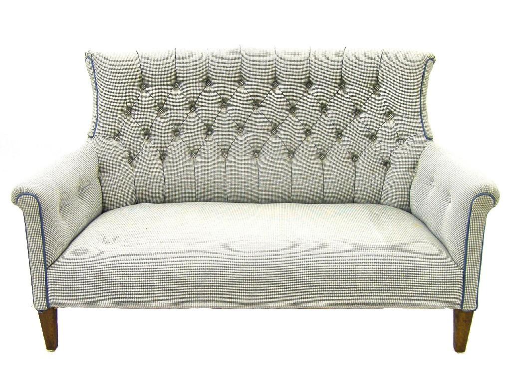 Appraisal: Edwardian button back upholstered two seater settee with short turned