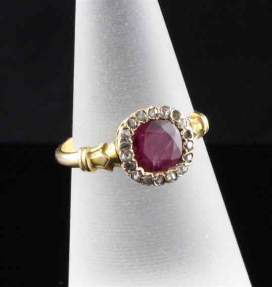 Appraisal: A ct gold ruby and rose diamond cluster ring size