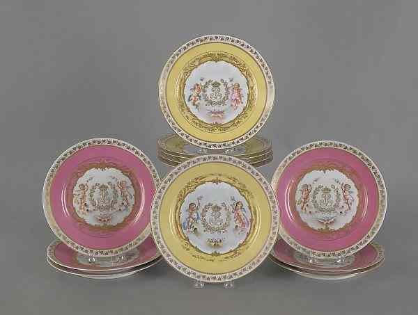 Appraisal: Set of twelve Sevres painted porcelain plates ca dia