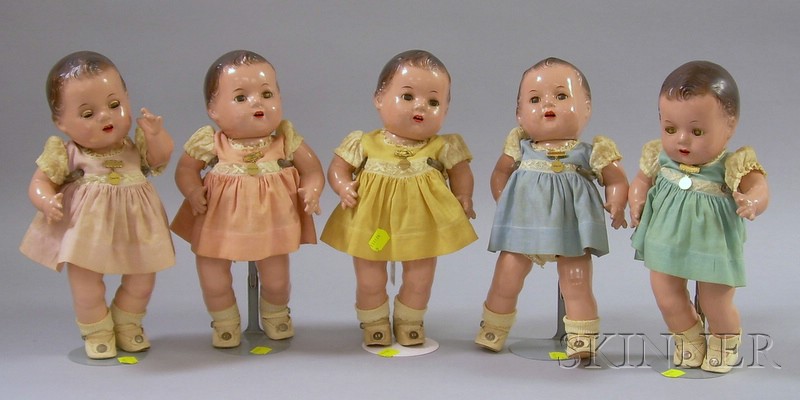 Appraisal: Complete Set of Five Madame Alexander Dionne Quintuplets Dolls on