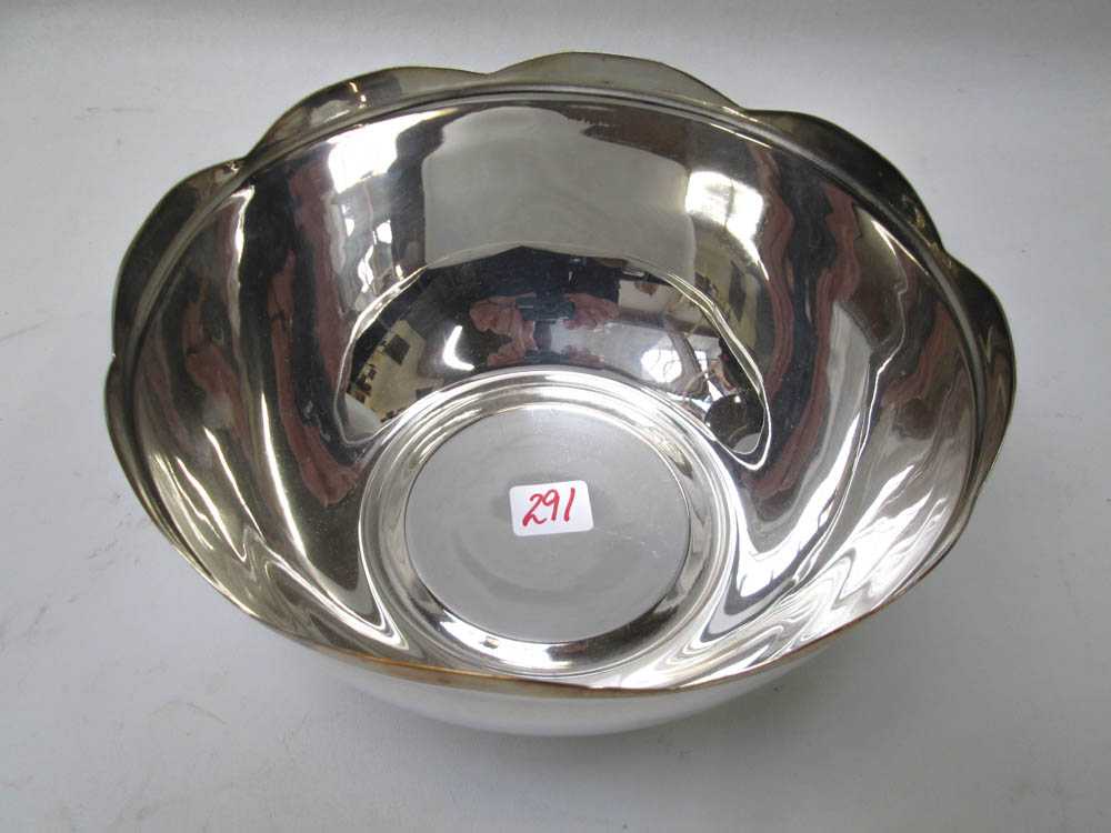 Appraisal: MEXICO SILVER PLATED CENTERPIECE BOWL with gilt scalloped rim marked