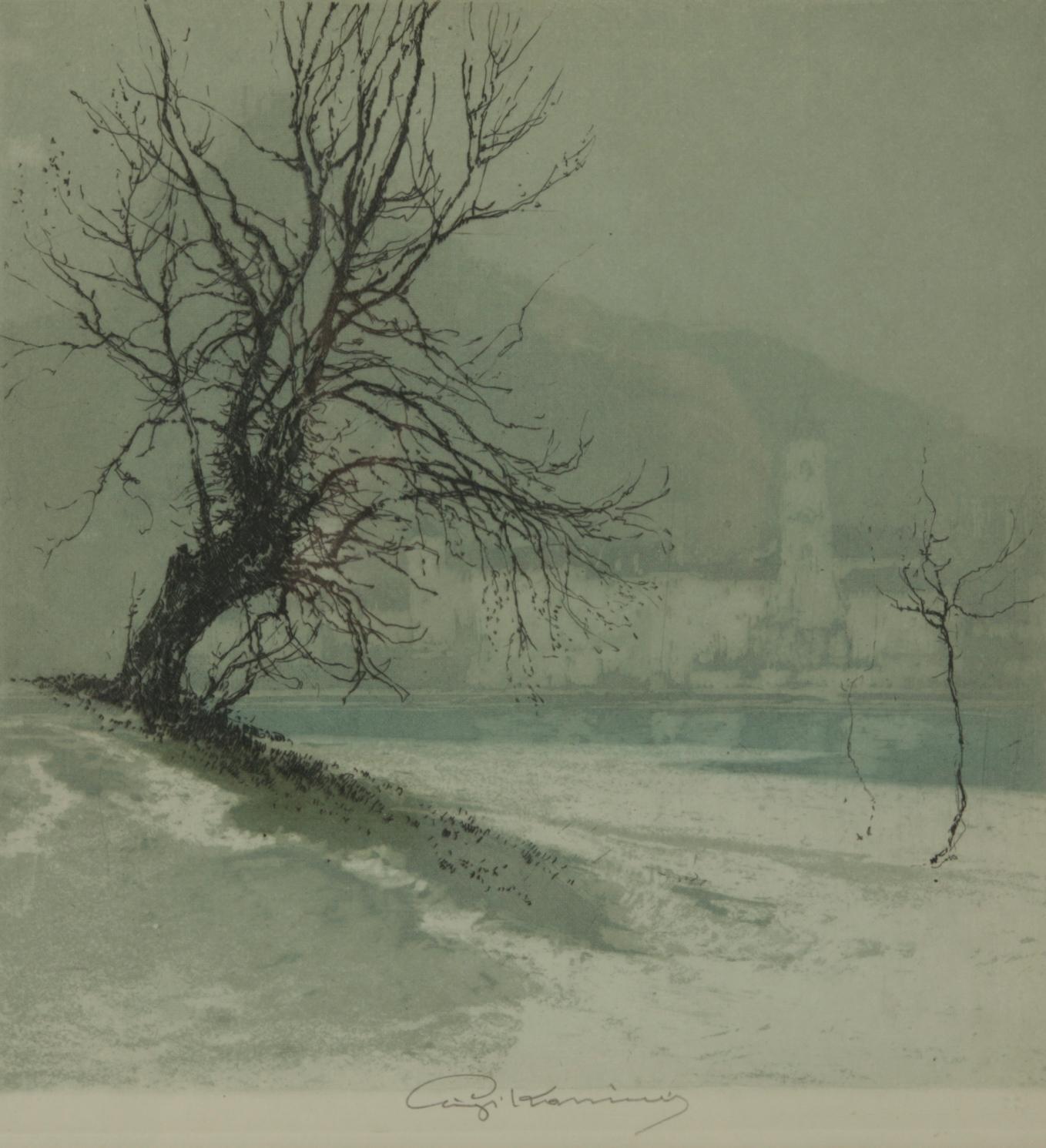 Appraisal: LUIGI KASIMIR 'DURNSTEIN IN THE FOG' AQUATINT Luigi Kasimir Austrian-American