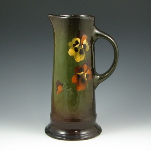 Appraisal: McCoy Loy-Nel-Art tankard with pansies Unmarked Professional restoration to base