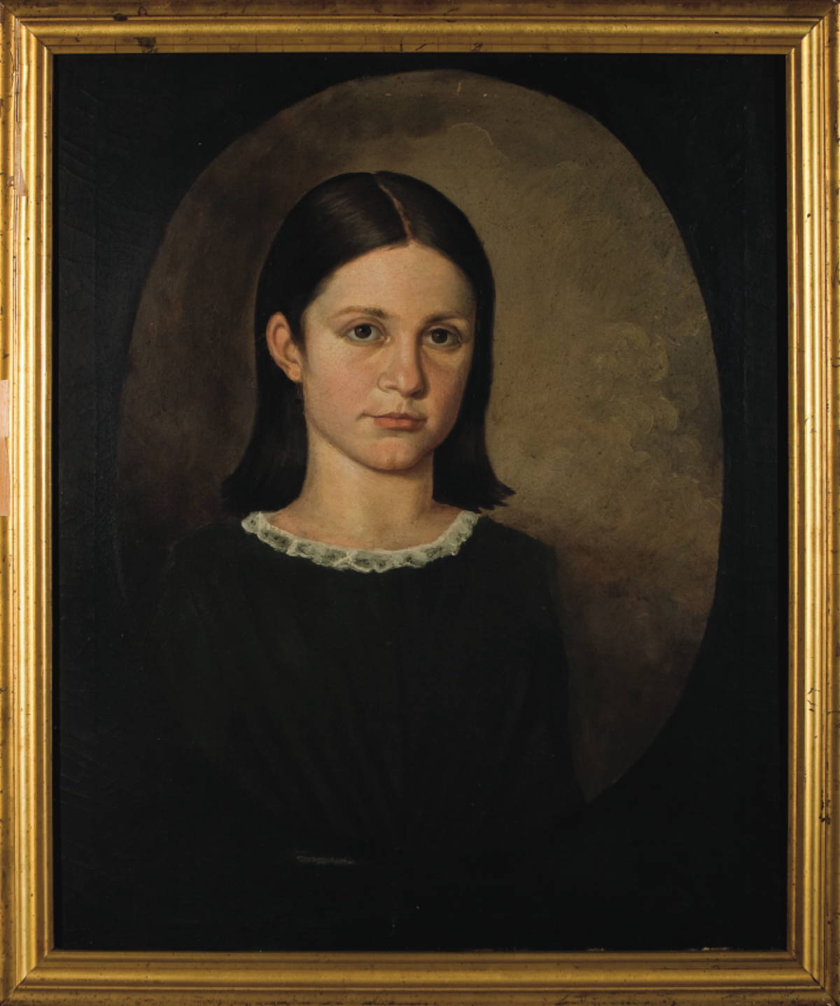 Appraisal: AMERICAN PORTRAIT OF A YOUNG GIRL IN DARK GREEN DRESS