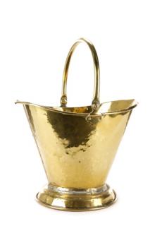 Appraisal: English Hammered Brass Coal Scuttle w Handle English mid th