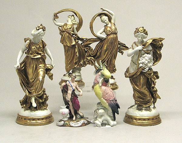 Appraisal: An assembled group of six German porcelain figures late th