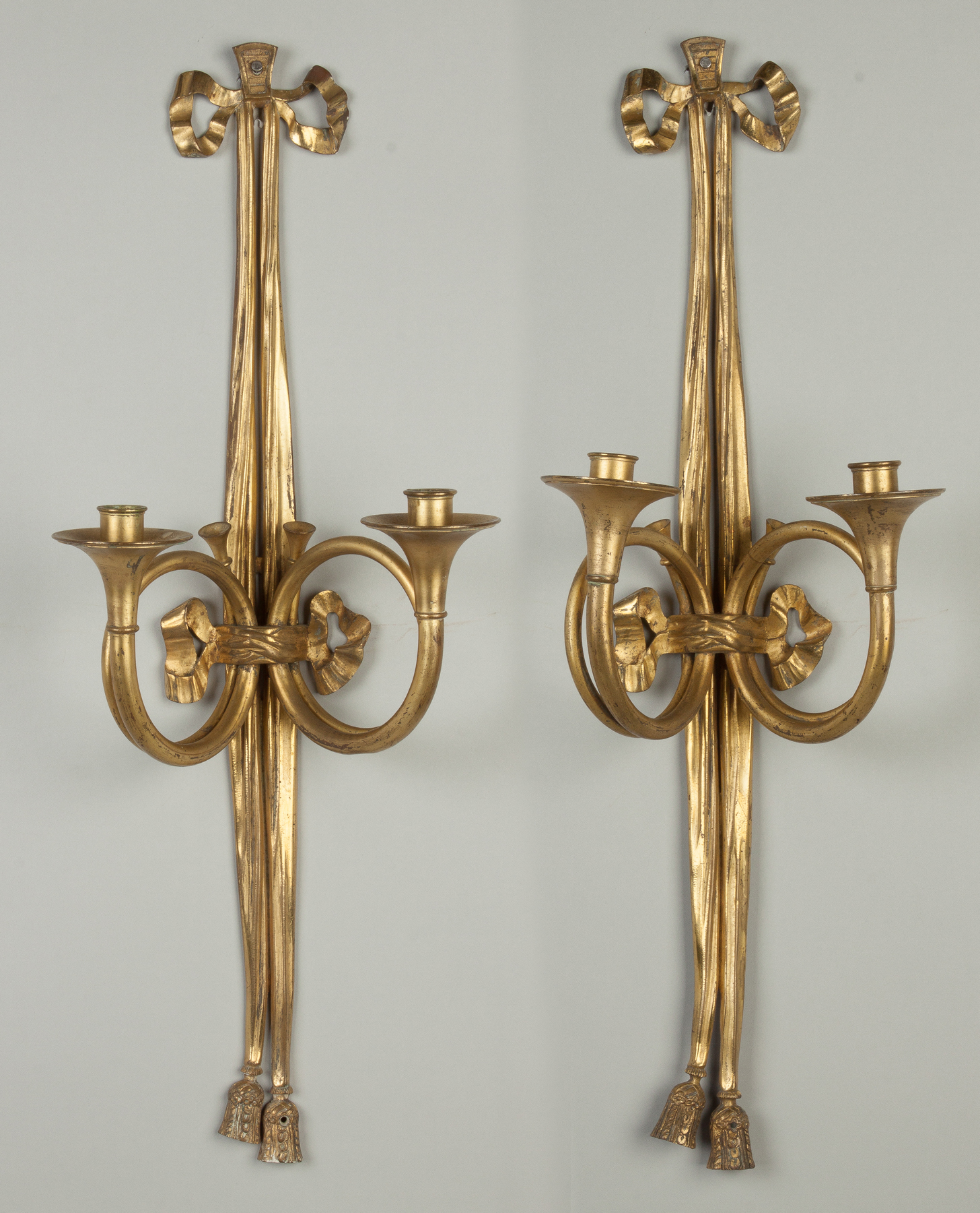 Appraisal: Pair of French Bronze Wall Sconces C In the shape